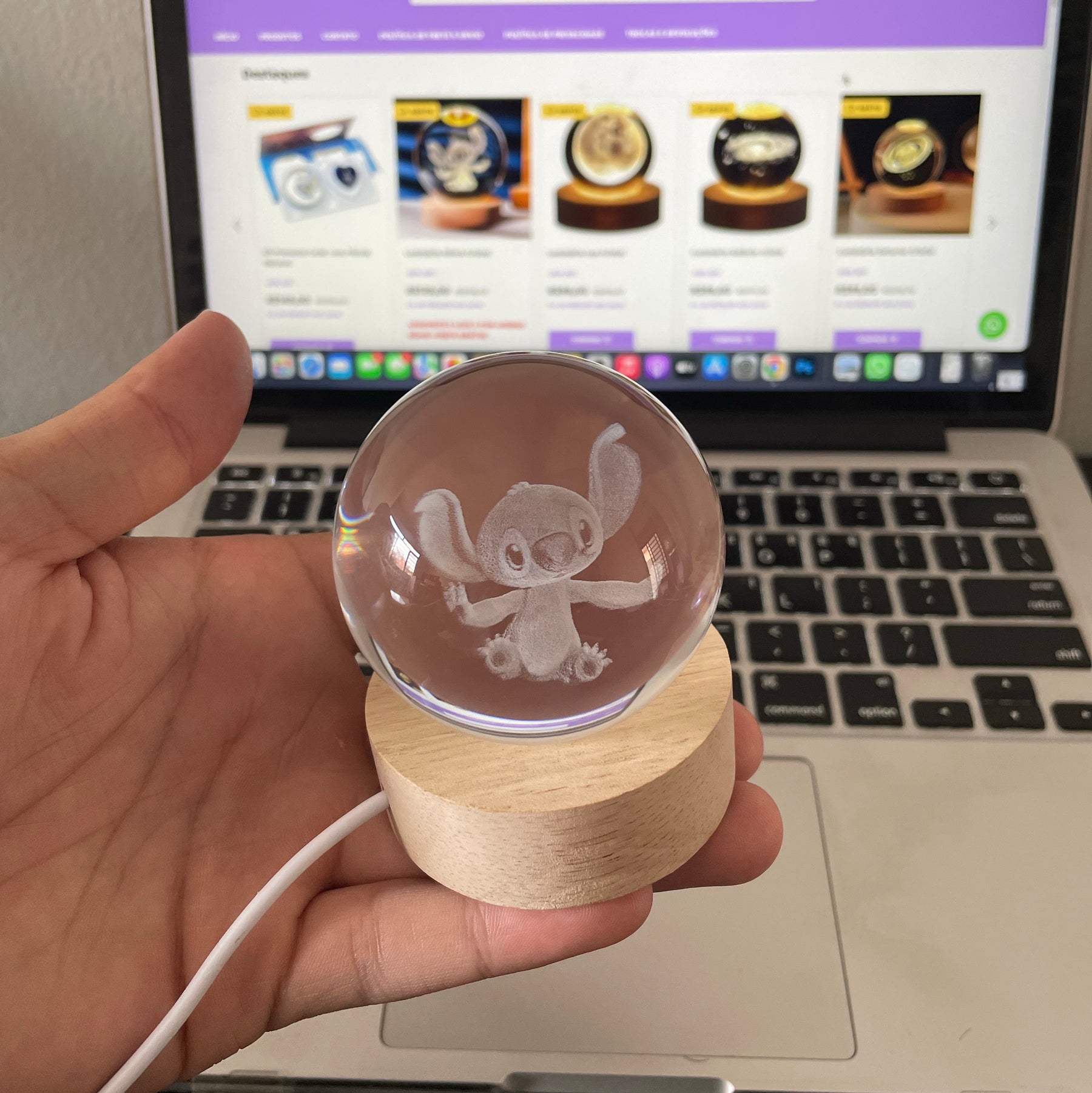 Luminária Stitch Globo Cristal