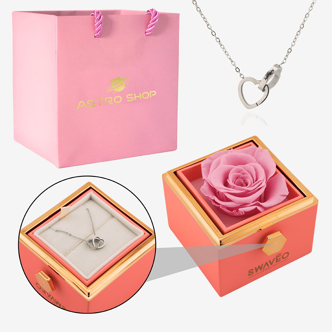 Caixa Rosa Eterna Giratória Presente