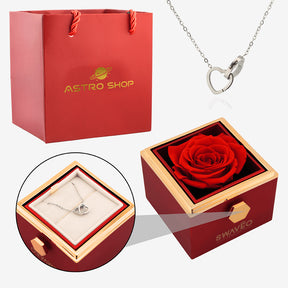 Caixa Rosa Eterna Giratória Presente